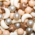 GOGOSO Ball Pit Balls Stars Moon Shapes Plastic Pitballs for Toddler Play Tent Baby Photo Props Kids Pool Water Toys Kiddie Pool Party Decor, Coffee+Beige Mix Cream Colors +Pearl Colors,50PCS