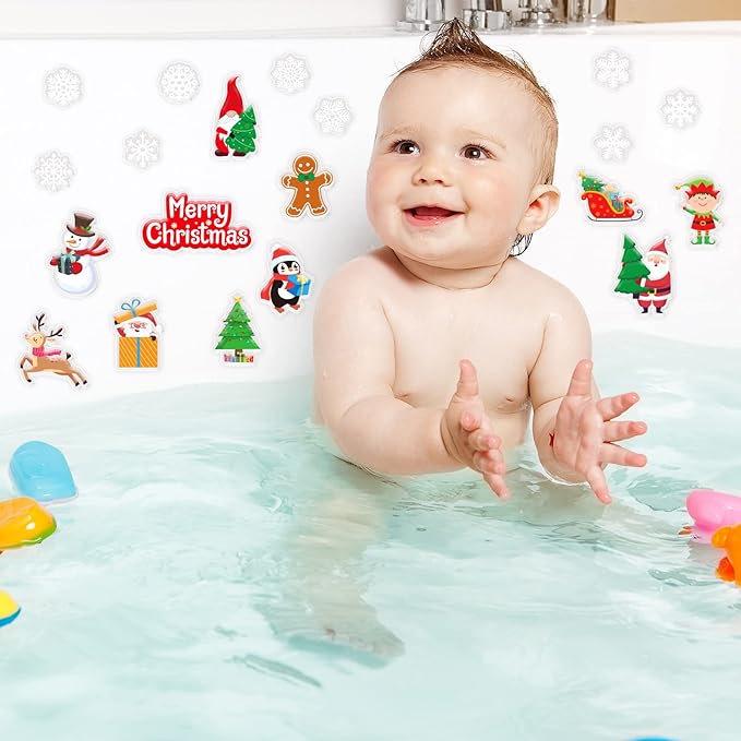 Tevxj 20 Pieces Christmas Thick Gel Clings Window Gel Clings Decals Stickers for Toddlers Kids Adults Home Airplane Classroom Nursery Christmas Party Supplies Decoration Removable and Reusable