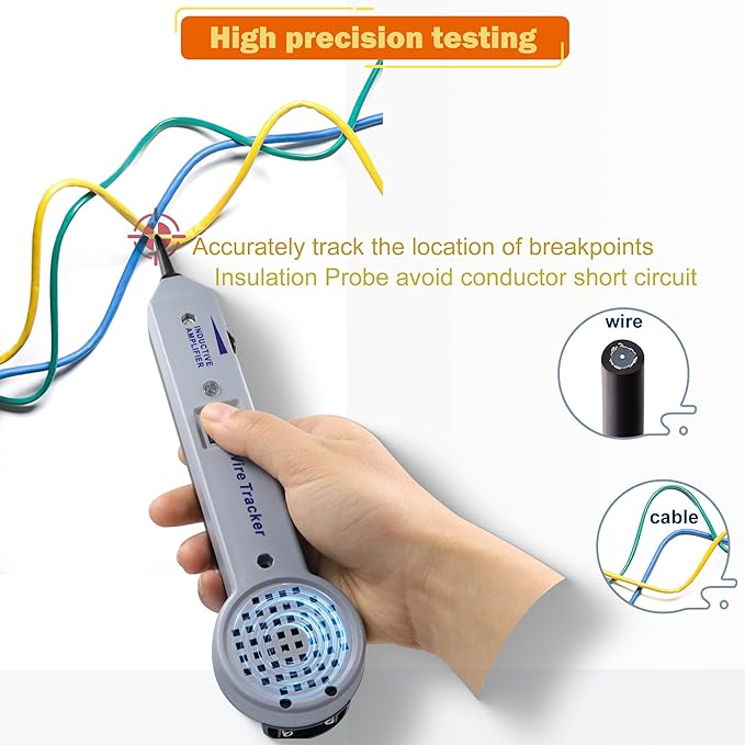 Tone Generator Kit, Wire Tracer Circuit Tester, Tone Tracing Probe Kit, 200EP High Accuracy Cable Tester, Line Finder Toner Inductive Amplifier Variable Tone Generator for Network