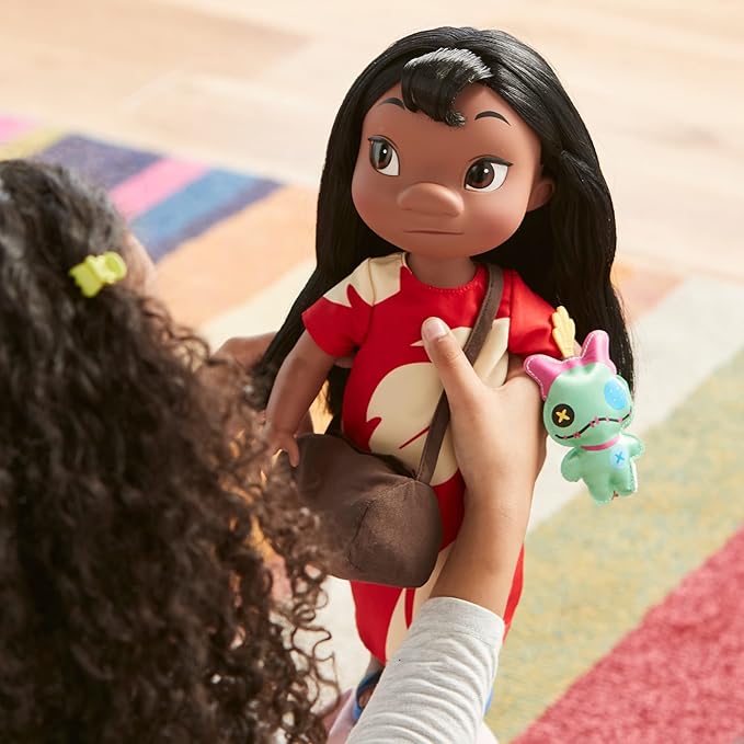 Disney Store Girl's Animators' Collection Lilo Doll – Lilo & Stitch – 16 Inches - Scrump with Molded Details, Fully Posable Toy in Satin Dress - Suitable for Ages 3+ Toy Figure