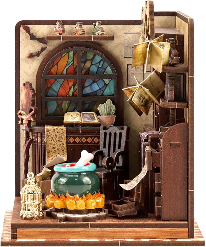 Book Nook Kit for Adults, 3D Wooden Miniature DIY House Craft Kit Book Nook Decor Bookshelf Insert Diorama Birthday Gift