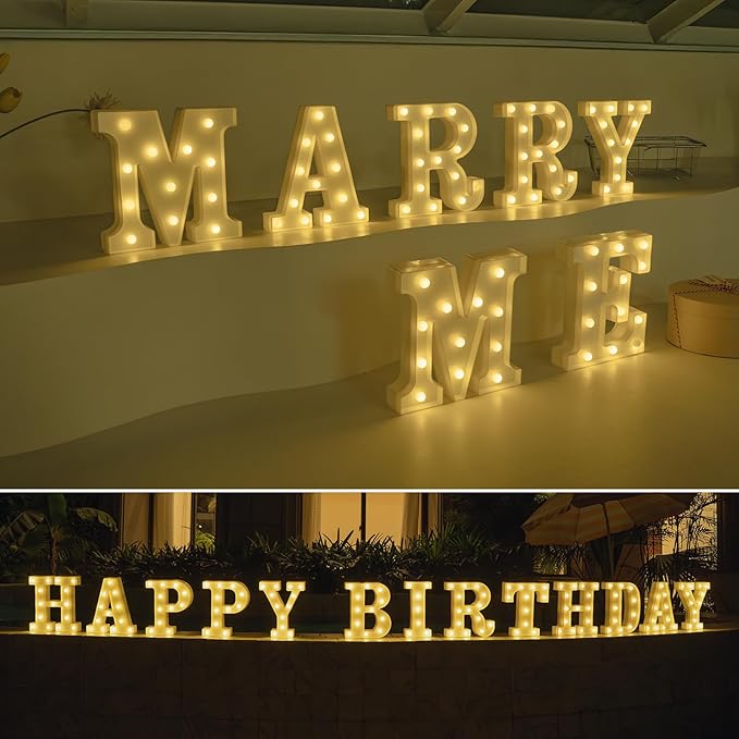 Foaky Rechargeable LED Letter Lights Sign Marquee Light Up Letters Sign for Night Light Wedding/Birthday Party Christmas Lamp Home Bar Decoration (S)