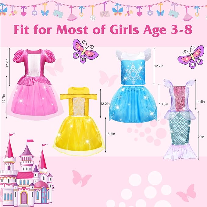 Princess Dress Up for Girls 4-6, Dress Up Clothes for Little Girls 3t-4t