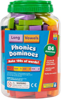 Educational Insights Phonics Dominoes – Long Vowels - Manipulative for Classroom & Home, Set of 84 Dominoes in 6 Colors, Ages 6+