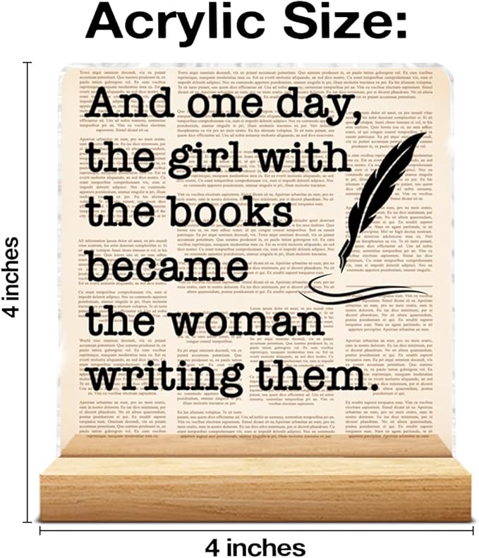 Writing Gifts for Women Girls, Funny Gifts for Writers Author Novelist Writing Lover, Retro Newspaper Acrylic Plaque Sign with Wooden Stand Home Office Decor