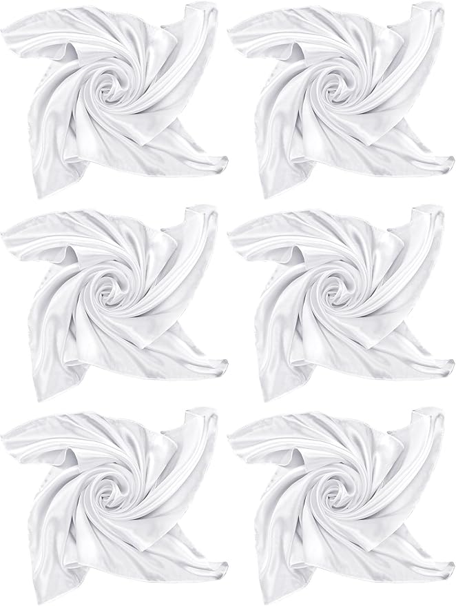 Boao 6 Pieces Chiffon Scarf 1950s Square Neck Head Scarfs Vintage Soft Polyester for Women Lady