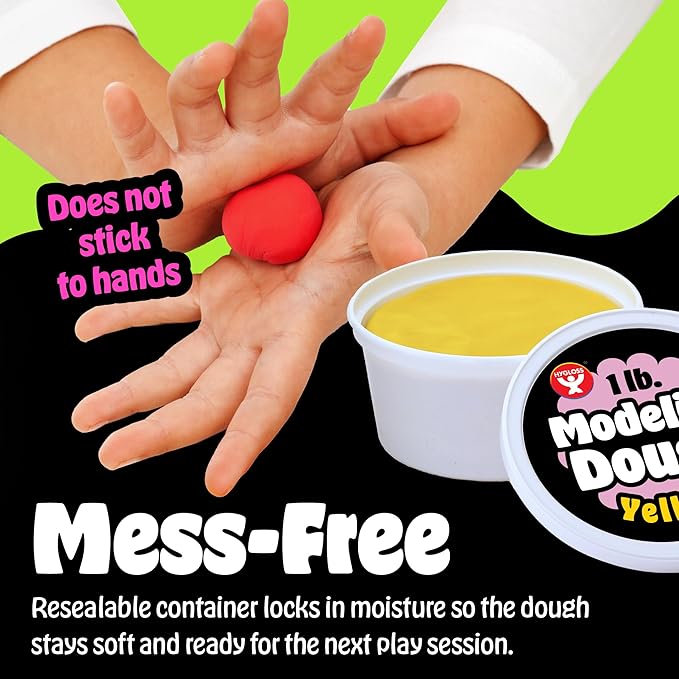 Hygloss Play Modeling Dough for Kids – Safe & Non-Toxic Sensory Dough for Arts and Crafts – 1 lb Tub – Play Clay for Toddler Activities, Preschool Classroom Must-Haves – 6 Assorted Colors, Unscented