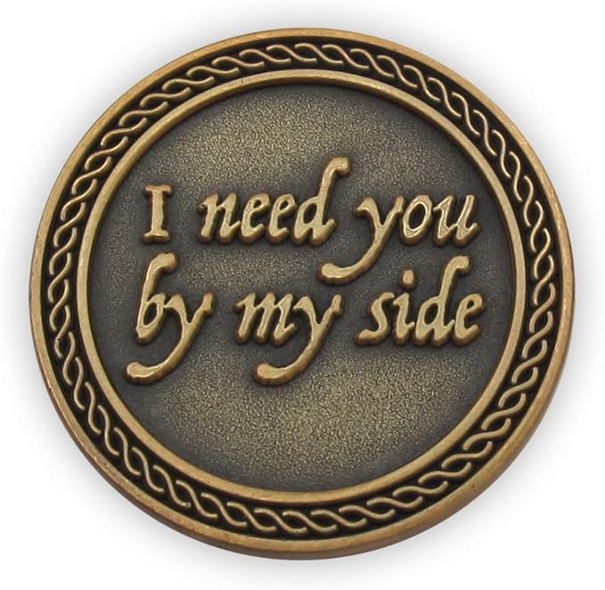 Romantic Love Expression Antique Gold Plated Pocket Coin for Date Night, You are The One for Me, I Need You by My Side, Love Gift for Men & Women, from Him or Her