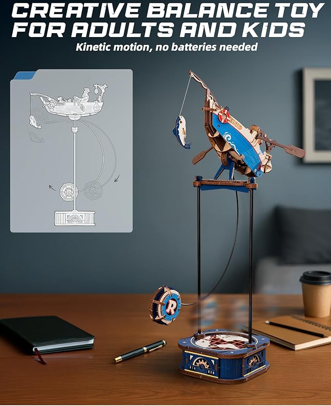 ROBOTIME 3D Wooden Puzzles for Adults, Ship Gravity Swing Model, Aircraft Model Kits for Age 14+,3D Puzzle Model Building Kit, Birthday/Christmas/Creative Gifts for Adults&Teens