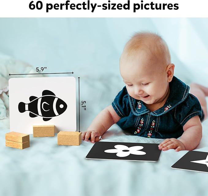 Skillmatics Large Flash Cards for Babies & Infants - High Contrast, 60 Pictures, Visual Stimulation & Sensory Development, Travel Friendly, Gifts for Infants 0 to 12 Months