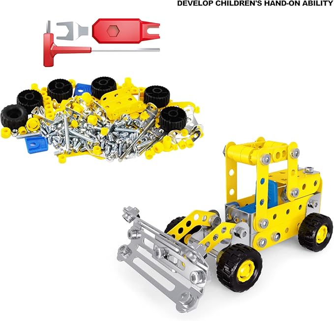 7 in 1 STEM Toys,Creative Set for Boys Age 8-12,Learning Engineering Kids Building Blocks Model Kits,Metal Construction Toys for Kids 8 9 10 11 12+ Year Old(180PCS No Motor)