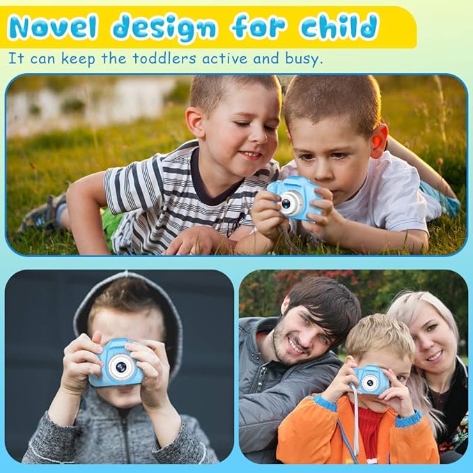 Seckton Upgrade Kids Selfie Camera, Christmas Birthday Gifts for Boys Age 3-9, HD Digital Video Cameras for Toddler, Portable Toy for 3 4 5 6 7 8 Year Old Boy with 32GB SD Card-Blue