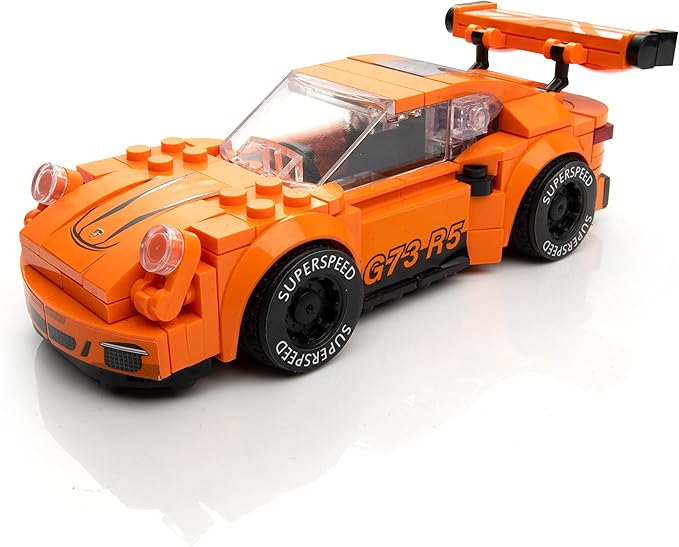 Block Builder 911 Racing Car Building Block Set (230 Pieces). Racing Car Building Blocks for Kids and Adults