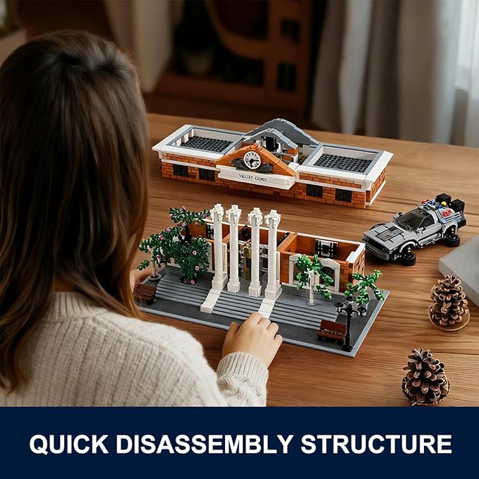 Valley Court Architecture Building Blocks Set with 2-Story,Retro Futuristic Courthouse Mall – with Flying Car & Modular Architecture Building Blocks,(4269PCS)