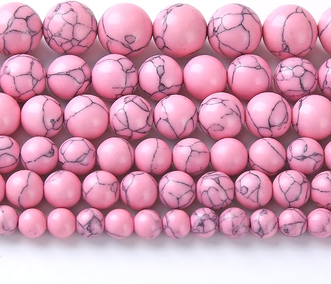 75PCS 10MM Pink Turquoise Spacer 2 Strands Loose Beads for Jewelry Making DIY Bracelet Necklace
