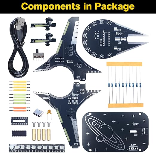 Starship Soldering Practice Kit, Sci-Fi Spaceship DIY LED Light Kit, Fun Electronics Learning Kit for School Projects & Cool Desk Decor Present for Teens & Adults
