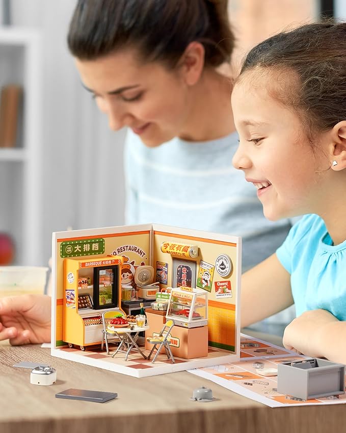 Rolife Super Creator Series, DIY Mini Night Out Food Stall Dollhouse House Kit, Bulid Scenary for Action Collectible Figures, Creative Gifts for Women Adults