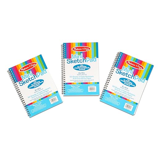 Melissa & Doug Drawing Paper, Sketch Pad, 3-Pack Bundle for Coloring, Writing or Painting (6 x 9 inches) - 50 Sheets Each, Kids Drawing Pad & Art Supplies for Kids Ages 3+