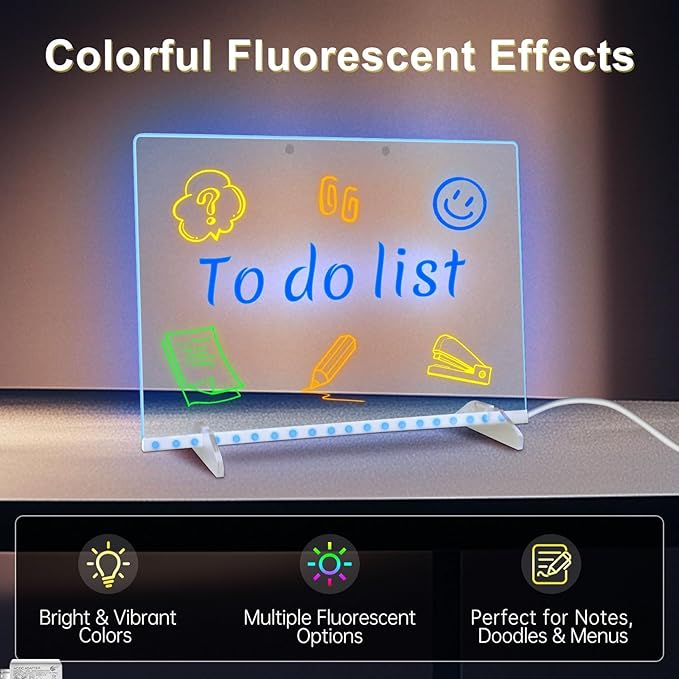 Led Drawing Board with 13 Lighting Effects, 13.7"X10" Doodle Glow LED Note Board, Gift Toy for Kids/Girls/Teens, Arts & Crafts for Girls and Boys with Fluorescent Pen 14 Colors