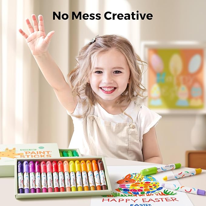 Tempera Paint Sticks, 30 Colors Jumbo Paint Sticks for Kids, Washable, Quick Drying, Non-Toxic, Toddler Art Supplies for Paper Stone Wood Canvas, Easter Gifts for Kids