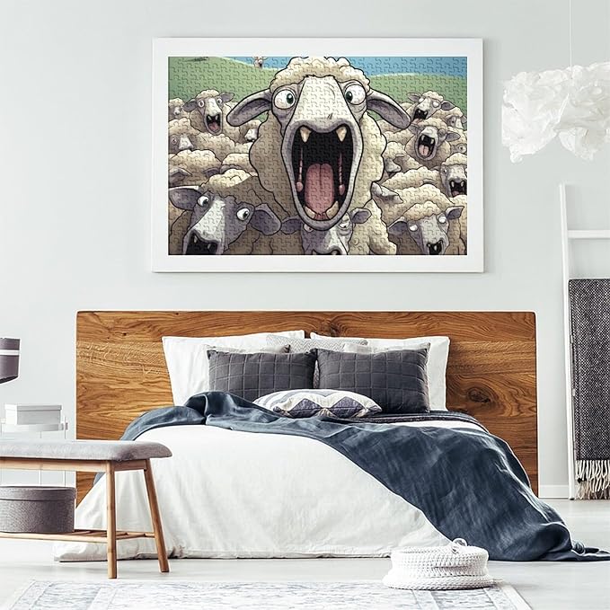 Sheep for Adults Fun 1000 Pieces 3D Animal Thickened Wooden Jigsaw Puzzle Stress Relief Education Game Home Decoration Toy Intellectual Game Relaxation and Intelligence 1000pcs (75x50cm)