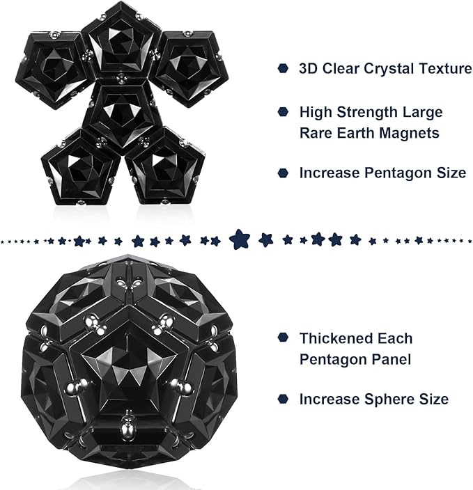 Magnetic Fidget Sphere Stress Relief Toys for Adults Kids, Anxiety Sensory Fidget Toys with Strong Neodymium Magnets, Desk ADHD Focus Tool Gift for Men Women (2.67'' Travel-Safe Toy Ball)