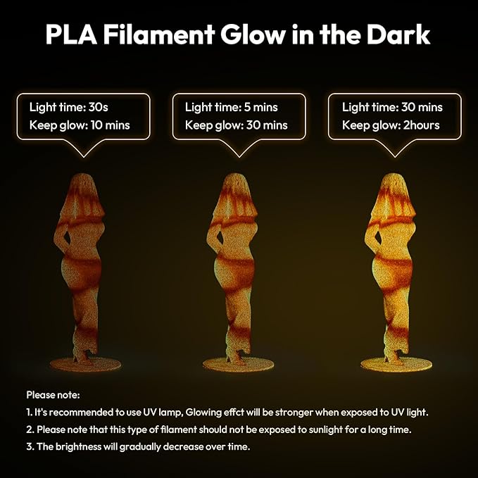 AMOLEN PLA 3D Printer Filament 1.75mm, Glow in the Dark Shiny Multicolor Red Yellow Filament, Fast Color Change Filament for 3D Printer, Best with UV Lamps, 1kg Spool, Dimensional Accuracy +/- 0.02 mm