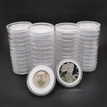 50pcs Clear Plastic Coin Capsules, Coin Collection Case of 5 Size with Adjustable Gasket for Coin Collection American Silver Eagle Liberty Coin &JFK Half Dollar & Bitcoin (19/21/25/30/40mm)-50pcs