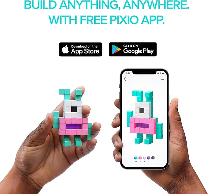 PIXIO-400pcs - Tiny Magnetic Blocks Building Toy in The Pixel Art Style with Free App - 5/16" Plastic Cubes with 6 Magnets Inside - Open Ended Toy - Creativity Toy for Ages 6+