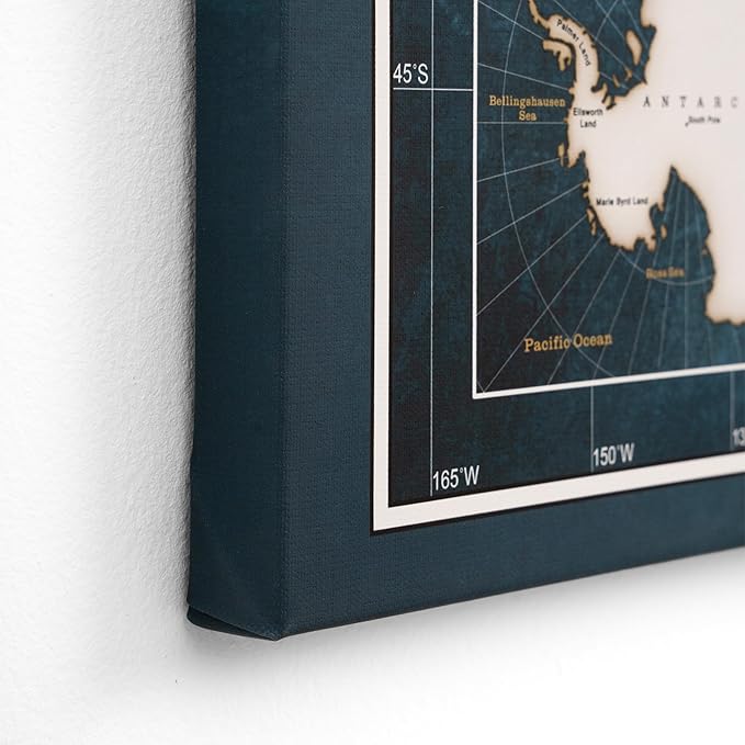 Canvas World Map with Cork Pin Board - English Lettering - Decorative Wall Decoration for All Rooms - Canvas Pictures with World Map Motif (90x60 cm, Pattern 19)