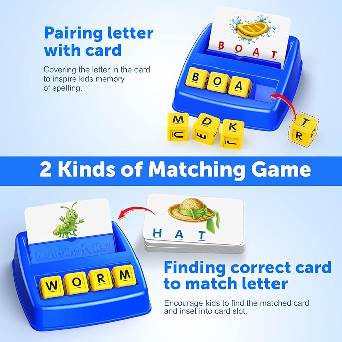 LIWIN LET'S GO! Learning Games for Kids Ages 3-8, Matching Letter Game for Kids Toys Ages 3-8 Educational Toys for 3-8 Year Olds Boys Girls Birthday Party Gifts for 3-8 Year Olds Boys Girls Blue