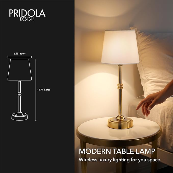 Wireless Table Lamp - Rechargeable LED Desk Lamp with Dimmer, 3 Brightness Levels, Swedish Design for Home, LED Light Bulb Included, for Office, Kitchen or Bedroom (Black)