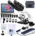 Microscope for Adults WF10x and WF25x Eyepieces, 40X-2500X Magnification, with HD USB Camera, Binocular Microscope for Lab Schools
