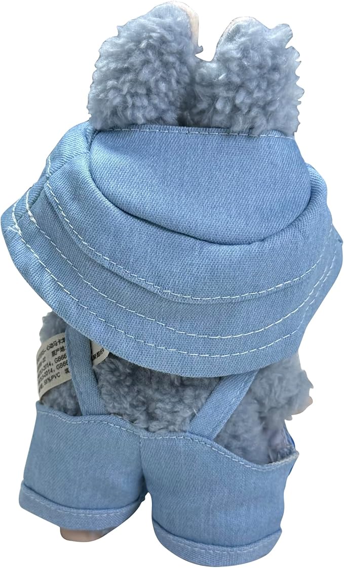 17cm Doll Clothes Set(No Doll), Hat & Overalls Set for 17cm Labubu Suit, Cute Cloth for Dress up Unique Style Dolls Outfit Stylish Clothes for Labubu (Denim)