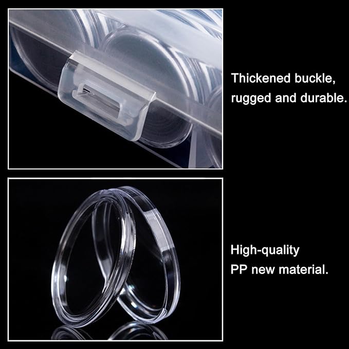 240 pcs 30mm Coin Capsules Coin Holders for Collectors, with Foam Gasket and Plastic Storage Organizer Box, 6 Sizes (17.9/19.1/21.2/24.3/26.5/30mm) Coin Case for Coin Collection Supplies (Black)