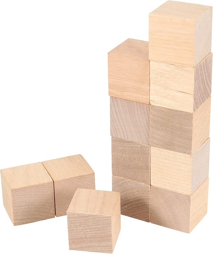 200 PCS 1 x 1 x 1 Inch Wooden Cubes, 2.5cm Unfinished Square Wooden Blocks, Smooth Blank Wood Blocks for Crafts, Painting DIY Projects