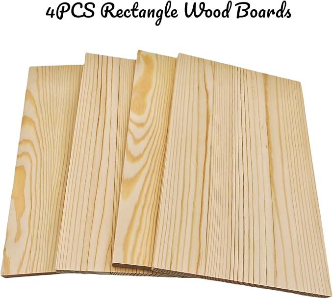 4PCS Rectangle Wood Boards Unfinished Wood Blocks for Crafting, 9.8x5.9x0.4in Blank Whittling Wooden Blocks for Wood Carving,Painting & Burning