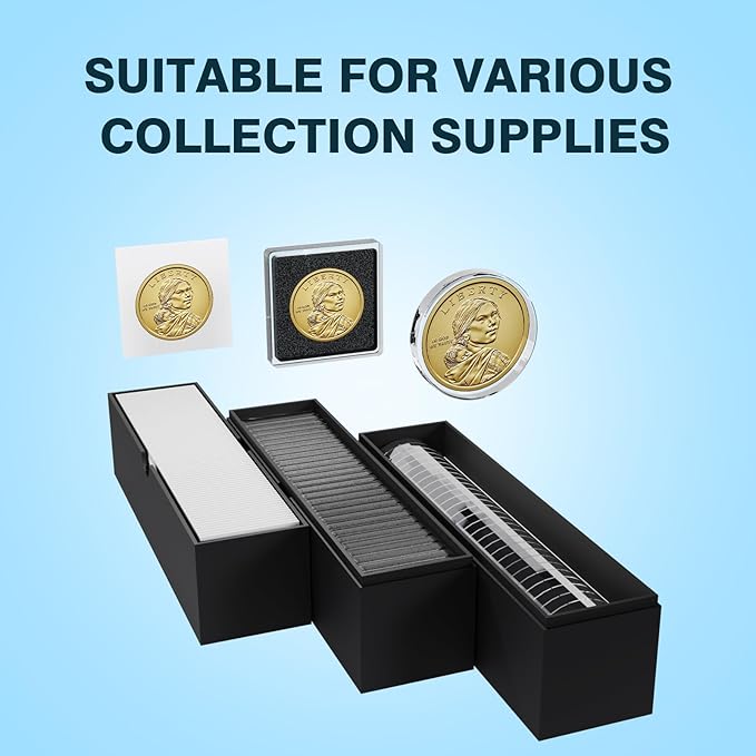 8 Pcs Coin Storage Box - 2"× 2" Coin Holders Boxes, Coin Slab Storage Box, Coin Holders for Collectors, Coin Collecting Supplies, Protect Collecting Coin Flips for Cardboard Cases