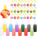 Relaxgiant 74 Pcs Shell Shaped Sand Art Bottle Necklace Kits Include Plastic Sand Art Bottles Necklace, 12 Colored Art Sand, Mini Plastic Funnels for DIY Art Class Crafts Supplies