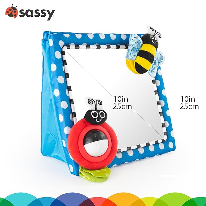 Sassy Tummy Time Floor Mirror, Developmental Baby Toy, Newborn Essential, Great Shower Gift, 0+ months