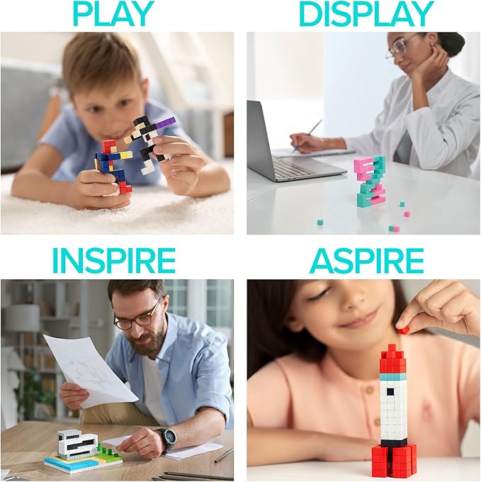 PIXIO - Tiny Magnetic Blocks Building Toy in Pixel Art Style with Free App - 5/16" Plastic Cubes with 6 Magnets Inside - Open Ended Toy - Ages 6+