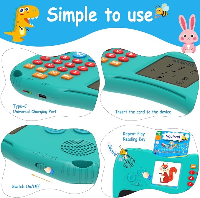 EASEGMER 3 in 1 Educational Learning Travel Toys - 8'' Drawing Tablet and 130 Talking Flash Cards Toddler Writing Tablet and Preschool Learning Activities, Best Gift for Girls/Boys 3-12 Years