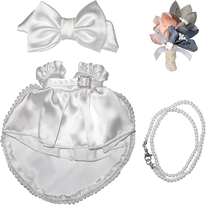 17cm Doll Clothes Wedding Dress Accessories Premium Fashion Outfit for 17cm Dolls (NO Doll)(Wedding Dress/Bow)