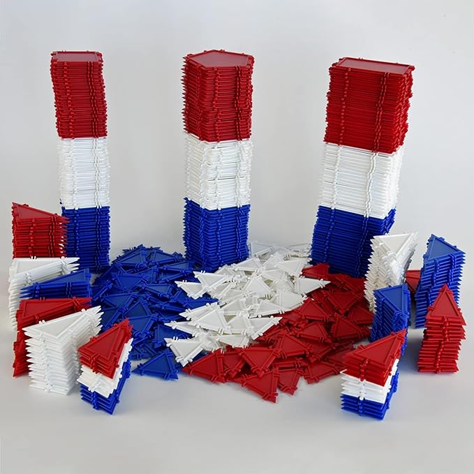Jumbo Set Red, White & Blue, STEM & Math Toy Set Includes Online Activities, Made in USA