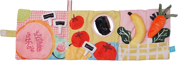 Manhattan Toy Mini-Apple Farm Soft Activity Crinkle Book for Baby & Toddler with Discovery Mirror and Textured Teether Multicolor