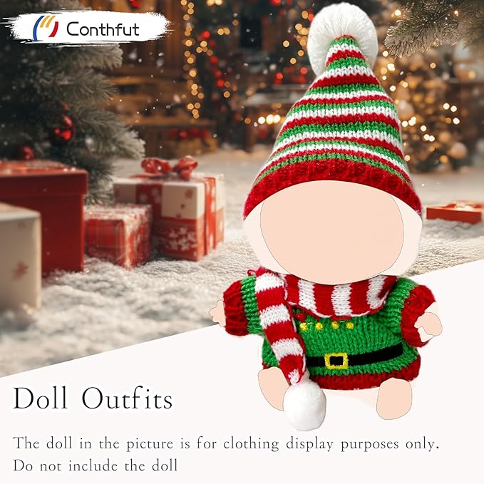 17cm Doll Clothes,15cm Dolls Christmas Outfit Set,Accessories for Dolls,Christmas Clothes Set (No Doll) (Red+Green)