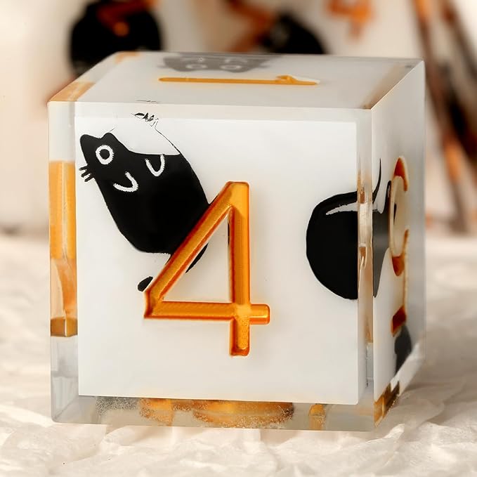 DNDND Cat DND Dice 7-Piece Sharp Edge Polyhedral D&D Dice Set with Gift Case for Dungeons and Dragons D&D 5E Table Game