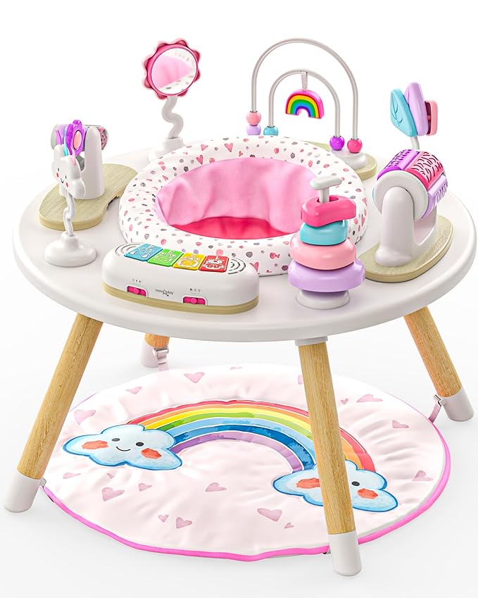Move2Play 4-in-1 Baby Activity Center | Montessori-Inspired Design | 8 Interactive Toys | Tummy Time, Exersaucer & Toddler Table | Shower Gift | Essential | Must Have for 3, 6, 12 Month Old