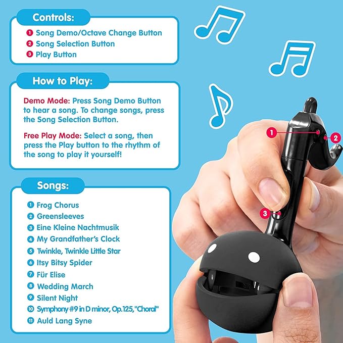 Otamatone [Melody Series] Japanese Electronic [Mini Size] Musical Instrument [11 Pre-Programmed Songs] Portable Synthesizer from Japan by Cube/Maywa Denki [English Instruction], Black