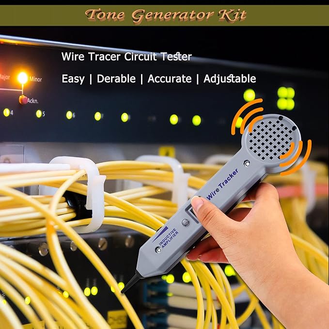 Tone Generator Kit, Wire Tracer Circuit Tester, Tone Tracing Probe Kit, 200EP High Accuracy Cable Tester, Line Finder Toner Inductive Amplifier Variable Tone Generator for Network
